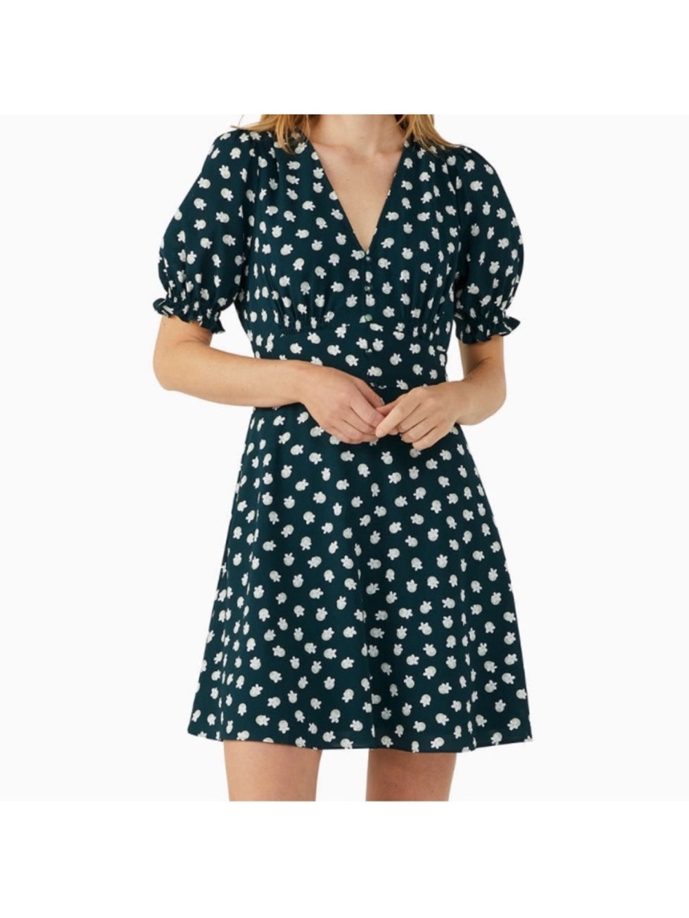 kate spade Dark Green Dress with White Floral Dot Print